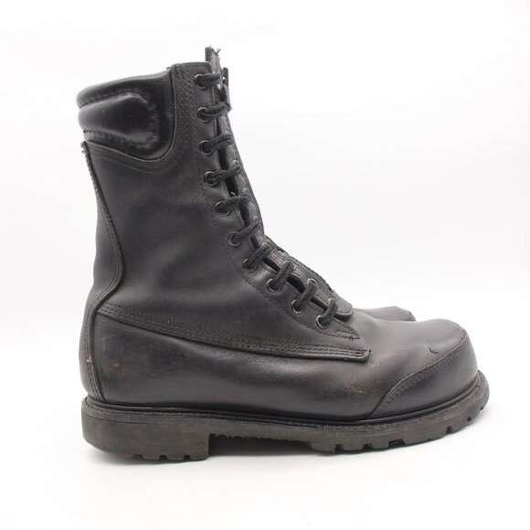 Unbranded Boots MFG Men’s Size 10 D Black Leather Firefighter Steel Toe Boots - Picture 1 of 11